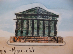 CPA 75 Paris Montage Unique Peint Avec Timbres Anciens Madeleine - Otros Monumentos