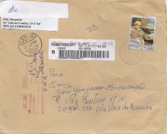 2 SCANS -TIMBRES - STAMPS - LETTRE RECOMMANDÉ - PORTUGAL -  BICENTENAIRE DE NAISSANCE DE GIUSEPPE VERDI - TIMBRE DE BLOC - Cartas & Documentos