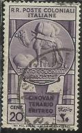 EMISSIONI GENERALI 1933 CINQUANTENARIO ERITREO CENT. 50 CENTESIMI USATO USED OBLITERE´ - Emissions Générales