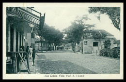 SÃO TOMÉ E PRÍNCIPE - Rua Conde Valle Flor (Ed. José Teixeira Barboza, Bazar Africana)carte Postale - Sao Tome En Principe