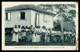 SÃO TOMÉ E PRÍNCIPE - Uma Forma De Servicaes Angolas Na Roça St.Anna  ( Ed. José Teixeira Barboza) Carte Postale - Sao Tome Et Principe