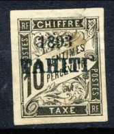 Tahiti 1893 Tasse N. 20 C.  10 Nero MH Catalogo € 680 Sovrastampa Probabile FALSO - Other & Unclassified