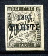 Tahiti 1893 Tasse N. 21 C.  20 Nero MH Catalogo € 650 Sovrastampa Probabile FALSO - Otros & Sin Clasificación