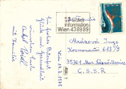 L0981 - Austria (1978) Wien: City Information, Wien 43 89 89 (postcard) Tariff: 4 S (stamp: Canoe, Slalom WM 1977) - Kanu