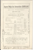 Agence Belge Des Automobiles Cadillac Bruxelles. Caractéristiques Des Voitures Vers 1920 - Automovilismo