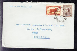 ARGENTINE Y&T 377 Et 365 De L'ARGENTINE Vers LIEGE, POR VAPOR MASSILIA, MOUTON MERINOS. (6AL557) - Lettres & Documents