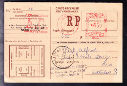 CARTE RECIPISSE DE 1972 DES ASSURANCES DU CREDIT DE NAMUR à WATERLOO, (défraichie). (6AL564) - 1960-1979