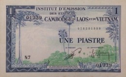 Indochine Indochina Vietnam Viet Nam Laos Cambodia 1 Piastre AU Banknote 1953-1954 - P#94 / 02 Images - Indochine