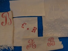 Lot De Monogrammes Decoupes Dans Des Draps -serviettes Ou Autre - Andere & Zonder Classificatie