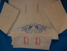 Lot De Monogrammes Decoupes Dans Des Draps -serviettes Ou Autre - Altri & Non Classificati