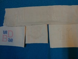 Lot De Monogrammes Decoupes Dans Des Draps -serviettes Ou Autre - Otros & Sin Clasificación