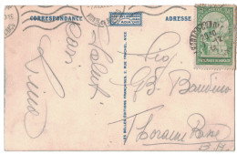 1938 TIMBRE MONACO N°122 SEUL SUR CARTE POSTALE POUR LA FRANCE Avec DOUBLE OBLITERATIONOMEC + CAD DE MONTE-CARLO - Covers & Documents