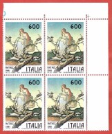 ITALIA REPUBBLICA QUARTINA MNH - 1991 - NATALE - Dipinto Di Segantini - £ 600 X 4 - S. 1979 - 1991-00: Ungebraucht