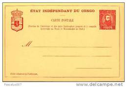 A00009 - Entier Postal - Carte Postale De L'état Indépendant Du Congo - Chiffre Sur Léopold II De 34 à Droite 00,10 C - - Stamped Stationery