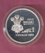 TUVALU 5 DOLLARS 1981 SILVER PROOF HUWELIJK CHARLES & DIANA MARRIAGE - Gibraltar