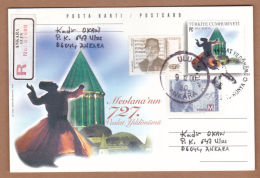 AC - TURKEY POSTAL STATIONARY - 727th ANNIVERSARY OF MEVLANA CELALEDDIN I RUMI, JALAL AD DIN MUHAMMAD RUMI 2000 - Postal Stationery