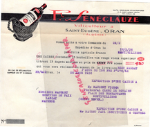 ALGERIE - ORAN - SAINT EUGENE - BELLE FACTURE F. SENECLAUZE -VITICULTEUR -1936  VIN VINS - Otros & Sin Clasificación