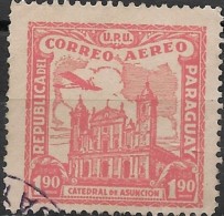 PARAGUAY 1930 Air. Asuncion Cathedral -  1p.90 - Red On Pink FU - Paraguay
