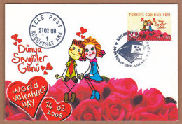 AC - TURKEY POSTAL STATIONARY - WORLD VALENTINE'S DAY ANKARA 14 FEBRUARY 2008 - Postwaardestukken