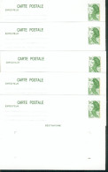 Entier Postal - Lot De 5 CP Liberté De Gandon 1 F. 90 Vert - Y&T N° 2424 - Collections & Lots: Stationery & PAP