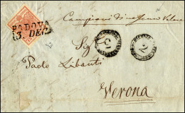 1851 - 15 Cent. Rosa, II Tipo, A Mano (5), Perfetto, Su Lettera Contenente "campioni Di Nessun Valor... - Lombardo-Vénétie