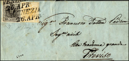 1850 - 5 Cent. Giallo Arancio Chiaro, 10 Cent. Nero, Carta A Mano (1f,2), Perfetti, Su Lettera Da Ve... - Lombardo-Vénétie