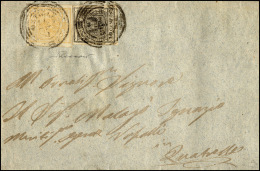 1854 - 5 Cent. Giallo Ocra E 10 Cent. Nero (1,2), Perfetti, Su Lettera Da Ostiglia 14/5/1854 A Quatr... - Lombardo-Vénétie