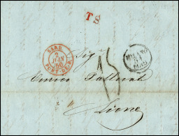 1850 - Lettera Non Affrancata Da Milano (cerchio Piccolo, Mese In Lettere) 31/5/1850 Per La Francia,... - Lombardo-Vénétie