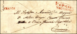 1849 - Lettera Da Casalmaggiore 20/6/1849, Bollo Riquadrato E "franca" Rossi Per Cremona. Bella!... - Lombardo-Vénétie