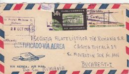 52166- FISHING FLEET, EXPERIMENTAL POSTAL ROCKET, OVERPRINT, STAMPS ON COVER, 1965, CUBA - Storia Postale