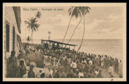 SÃO TOMÉ E PRÍNCIPE- Roça Cadão - Serviçaes Na Praia(Ed. Auspicio Menezes Nº T 9710) Carte Postale - Sao Tome En Principe