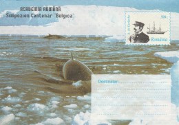 #BV5005 BELGICA, EXPLORER, A. DE GERLACHE, WHALE, MARINE MAMMAL, POLAR, COVER STATIONERY, 1997, ROMANIA. - Explorateurs & Célébrités Polaires