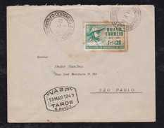 Brazil Brasil 1944 Airmail VASP RIO DE JANEIRO - SAO PAULO 4 De 1944 Invertido - Luftpost (private Gesellschaften)