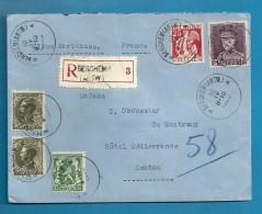 319+339+401+425 Op Brief Aangetekend Met Stempel BERCHEM (ANTW.)  Naar MENTON (France) - 1934-1935 Leopold III.