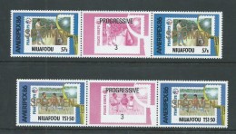 Tonga Niuafo´ou 1986 Ameripex Peace Corps Set 2 Gutter Pairs With Labels Gold Specimen Overprint MNH - Tonga (1970-...)