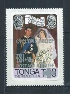 Tonga 1982 Cyclone Relief Overprint On Royal Wedding Self Adhesive Single MNH - Tonga (1970-...)