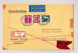 D - DANZIG 24.4.1939 Luftpost R-Brief Nach Leysin Schweiz - Briefe U. Dokumente