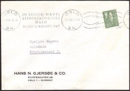 NORWAY - Oslo 7.7.1967 - 30 öre Daily Stamp Tied By Slogan "En Verden - WAWFs Verdenskongress" On Commercial Cover - Storia Postale