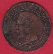 France 2 Centimes Napoléon III 1855 A - Tête De Chien - 2 Centimes