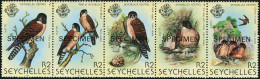 Neuf Sans Charnière N°429/433. La Série Oiseaux. Bande De 5 Surchargés SPECIMEN. T.B. - Sonstige & Ohne Zuordnung