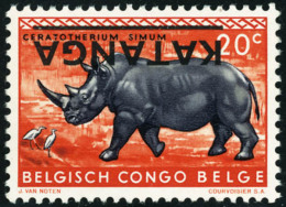 Neuf Sans Charnière N° 7, 20c Rhinocéros, Surcharge Renversée, T.B. - Autres & Non Classés