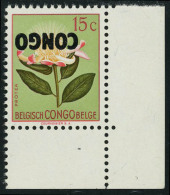 Neuf Sans Charnière N° 383, 15c Fleur, Sans La Surcharge 10c Non émis, Surcharge Congo... - Other & Unclassified