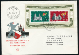 Lettre N°15. Le Bloc LAUSANNE S/FDC Officielle. Obl. Bern 15/11/55. T.B. (Cat. Suisse 210 FS) - Other & Unclassified