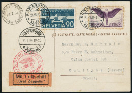 Lettre Zeppelin. C.P. Avec CàD Romanshorn 21.VII.34. Cachet Illustré Europa-Südamerika.... - Andere & Zonder Classificatie