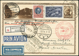 Lettre Zeppelin. E.P. Illustré Recommandé De Bucarest (31 Juil 34). Cachet Europa-Sudamerika.... - Other & Unclassified