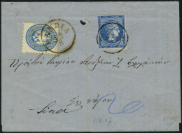 Lettre N° 21, 20l Bleu Sur L De 1867, Affranchissement Mixe Avec 10s De Kilbardi Vendre Obl Sandi. T.B. - Other & Unclassified