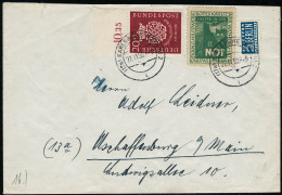 Lettre N° 8 + Timbre De Surtaxe (Bizone N° 70A) + Vignette Verte Evang. Hilfswerk Rotes Kreuz Arb.... - Autres & Non Classés