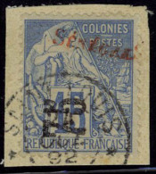 Fragment N° 6a, 75 Sur 15c Bleu, Surcharge SENEGAL En Rouge, Oblitéré Sur Fragment, Superbe,... - Andere & Zonder Classificatie