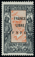 Neuf Sans Charnière N° 285, 20c France Libre T.B. Signé Calves - Sonstige & Ohne Zuordnung