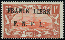 Neuf Sans Charnière N° 241, 1f Rouge Brun France Libre T.B. Signé JF Brun - Andere & Zonder Classificatie